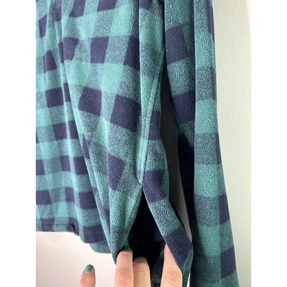 Eddie Bauer Green Navy Plaid Checkered Fleece Pullover Womens Size Large - Picture 5 of 9